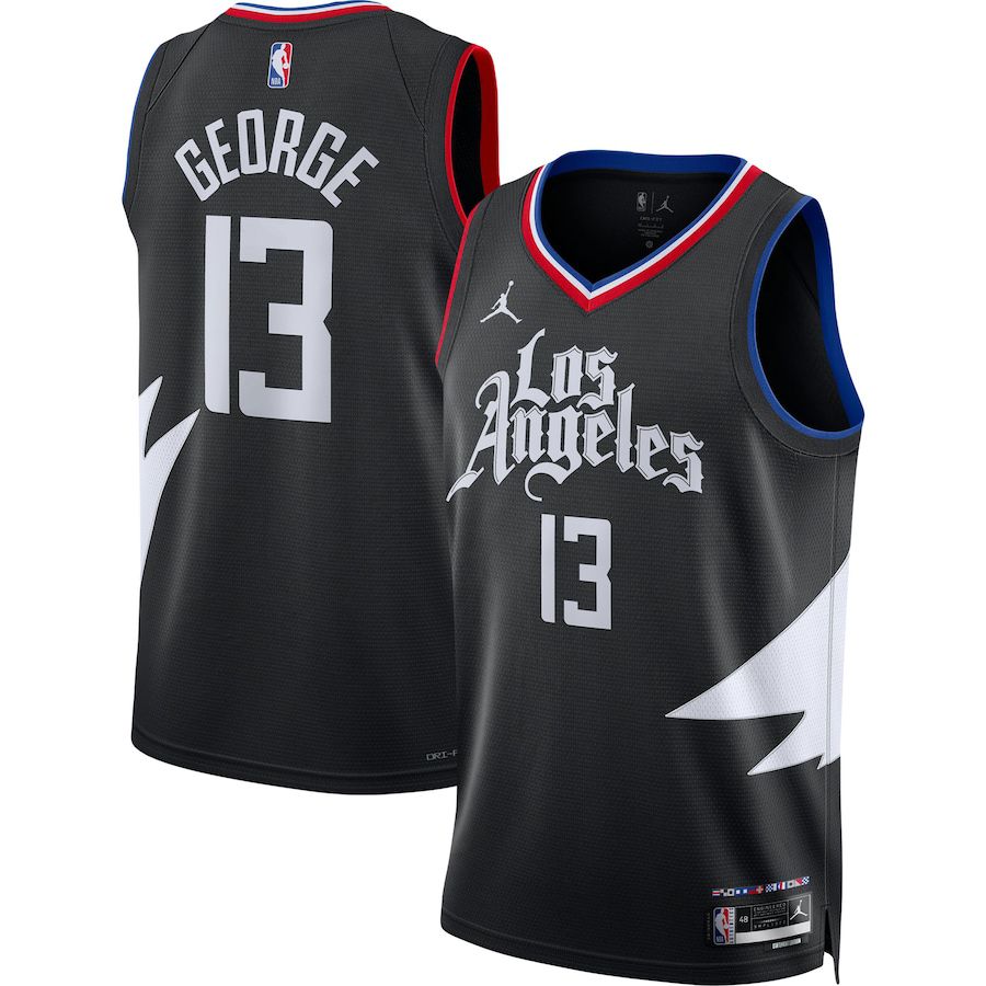 Men Los Angeles Clippers #13 Paul George Jordan Brand Black 2022-23 Statement Edition Swingman NBA Jersey